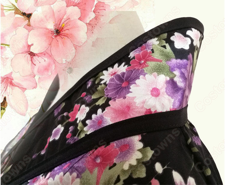 極楽浄土 コスプレ衣装 桜柄和服 ロリータ風洋服 5