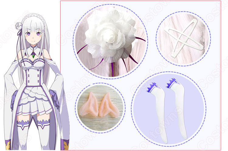 エミリア　コスプレ衣装　【Re:ゼロから始める異世界生活】　リゼロ　日常服 6