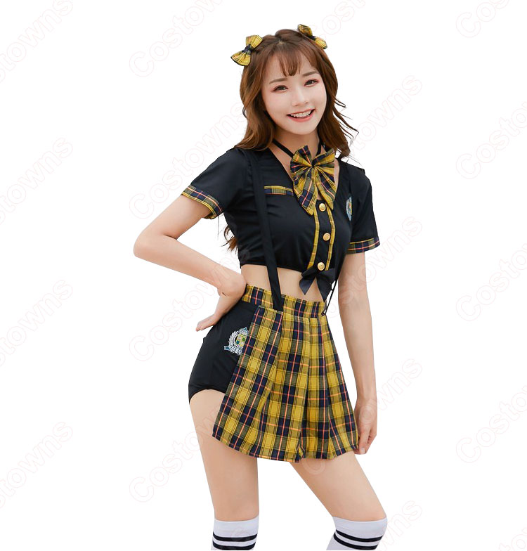高校制服 コスプレ衣装 文化祭 体育祭 チェック柄高校制服 チアリーダ衣装 応援制服 3