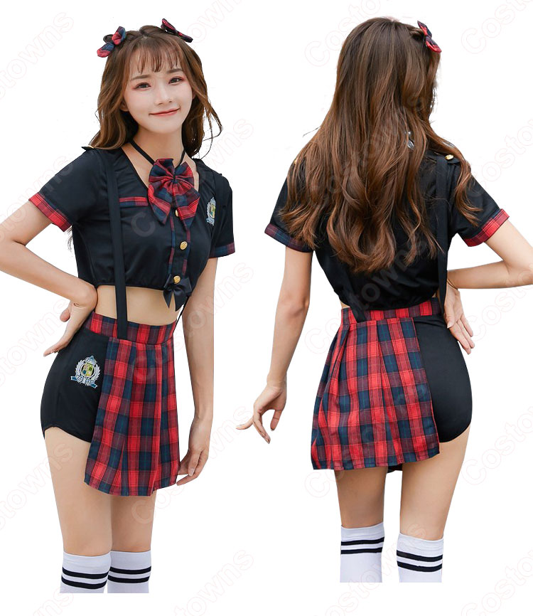 高校制服 コスプレ衣装 文化祭 体育祭 チェック柄高校制服 チアリーダ衣装 応援制服 1