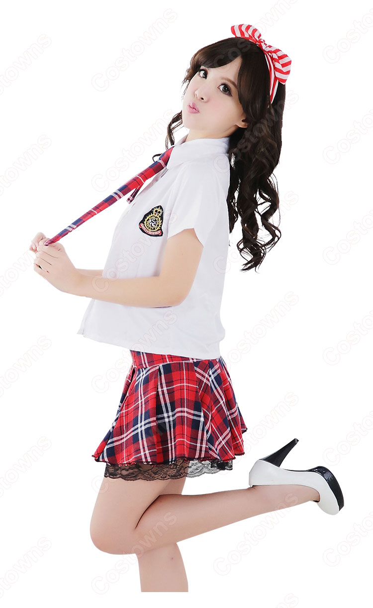 学園制服 コスプレ衣装 文化祭 体育祭 ロリータ風スカート ユニフォーム チェック柄 コスチューム 1