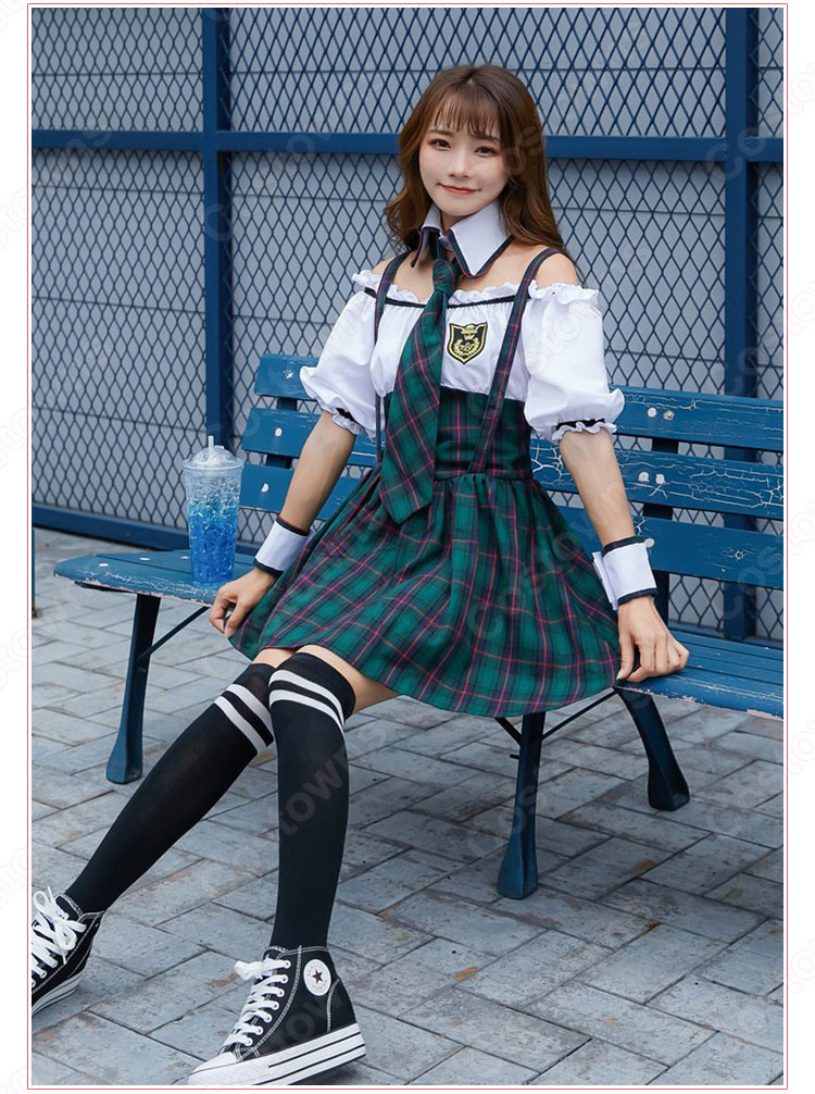 高校制服 コスプレ衣装 文化祭 体育祭 チェック柄高校制服 チアリーダ衣装 応援制服 10