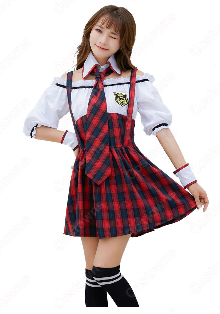 高校制服 コスプレ衣装 文化祭 体育祭 チェック柄高校制服 チアリーダ衣装 応援制服 6