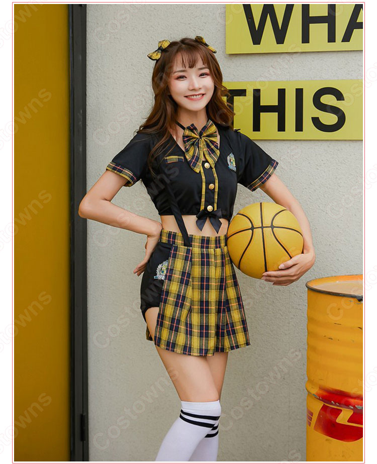 高校制服 コスプレ衣装 文化祭 体育祭 チェック柄高校制服 チアリーダ衣装 応援制服 4