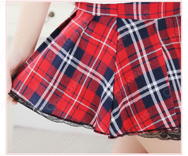学園制服 コスプレ衣装 文化祭 体育祭 ロリータ風スカート ユニフォーム チェック柄 コスチューム 6