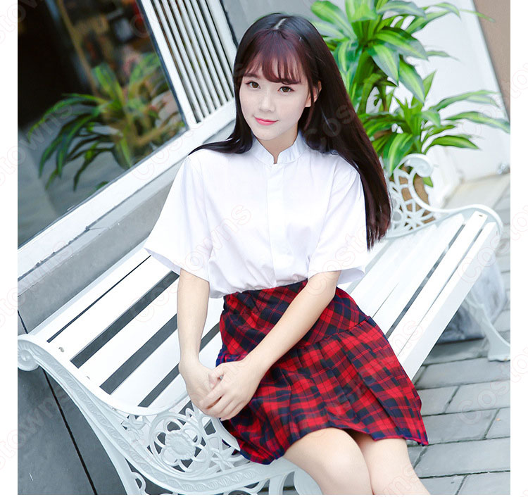 学園制服　コスプレ衣装　文化祭　体育祭　日本韓国高校制服　チェック柄スカート　ユニフォーム　コスチューム 4