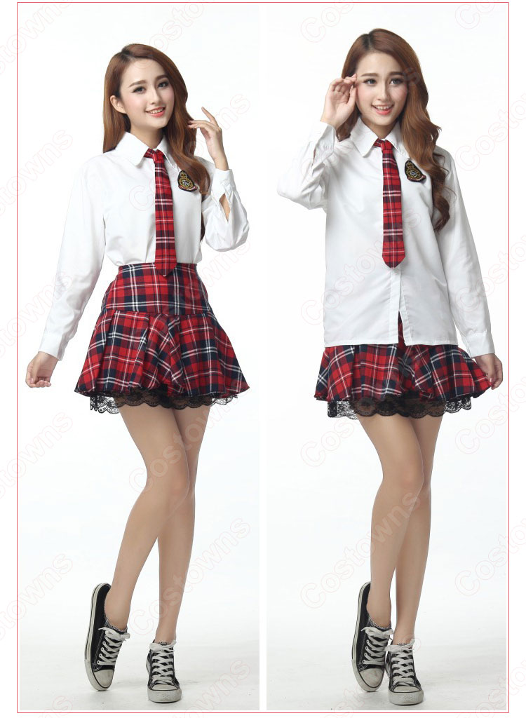 学院制服 コスプレ衣装 文化祭 体育祭 ユニフォーム コスチューム 欧米日本韓国学生制服 チェック柄スカート 制服上下セット 3