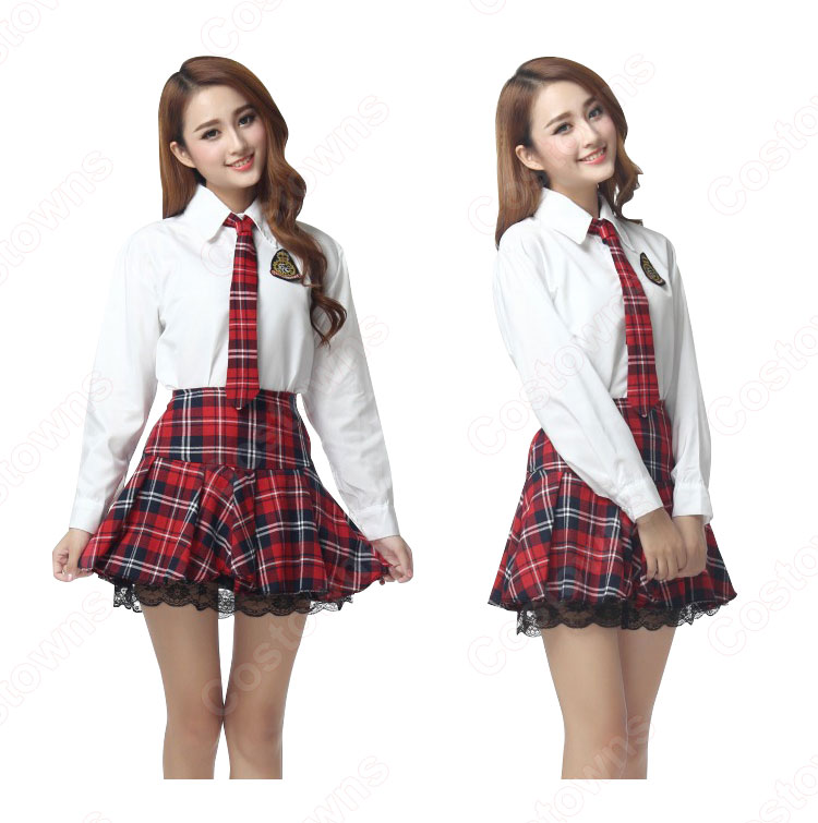 学院制服 コスプレ衣装 文化祭 体育祭 ユニフォーム コスチューム 欧米日本韓国学生制服 チェック柄スカート 制服上下セット 2