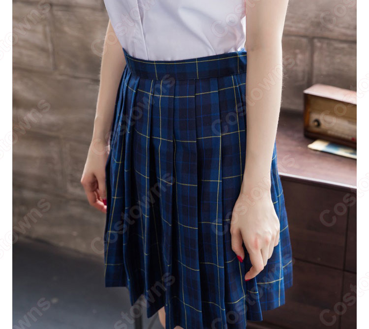 学院風制服　コスプレ衣装　文化祭　体育祭　ユニフォーム　コスチューム　欧米日本韓国学生制服　学校制服　チェック柄スカート　上下セット 5