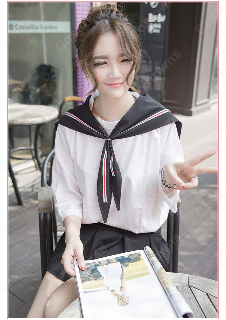 学院制服　コスプレ衣装　文化祭　体育祭　ユニフォーム　コスチューム　欧米日本韓国学生制服　改良セーラー服　制服上下セット 1