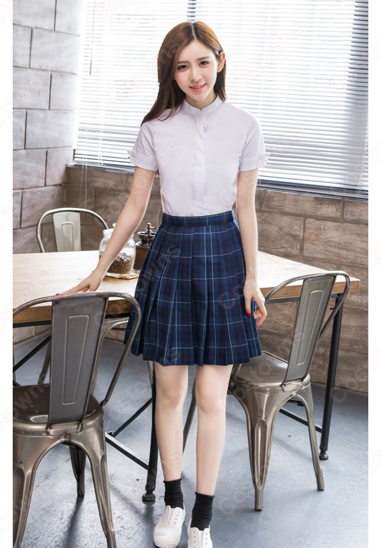 学院風制服　コスプレ衣装　文化祭　体育祭　ユニフォーム　コスチューム　欧米日本韓国学生制服　学校制服　チェック柄スカート　上下セット 1