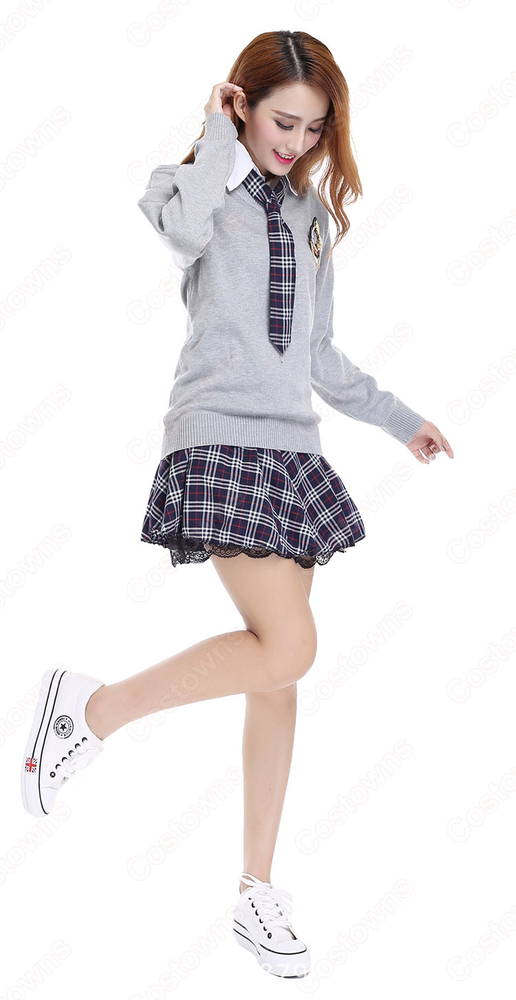 学院風制服　コスプレ衣装　文化祭　体育祭　ユニフォーム　コスチューム　欧米日本韓国学生制服　学校制服　チェック柄スカート　制服上下セット 2