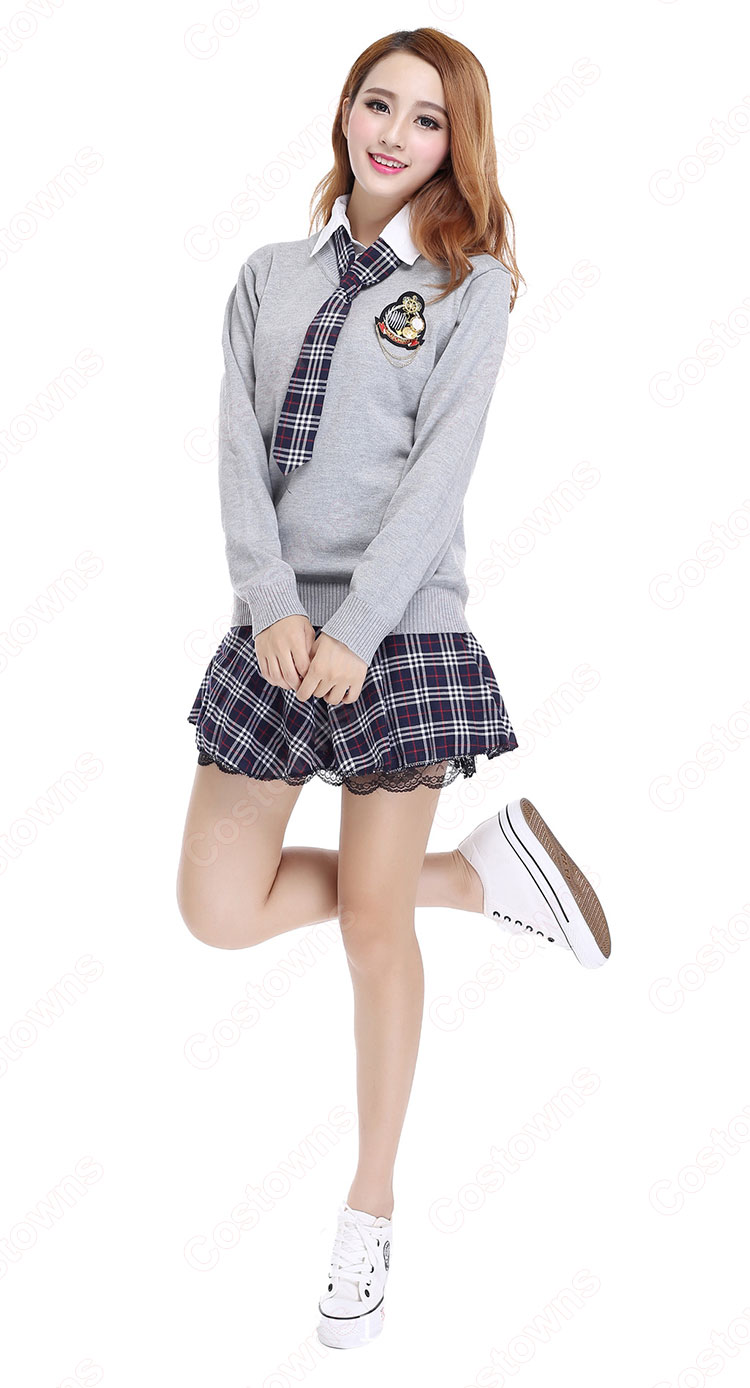 学院風制服　コスプレ衣装　文化祭　体育祭　ユニフォーム　コスチューム　欧米日本韓国学生制服　学校制服　チェック柄スカート　制服上下セット 1