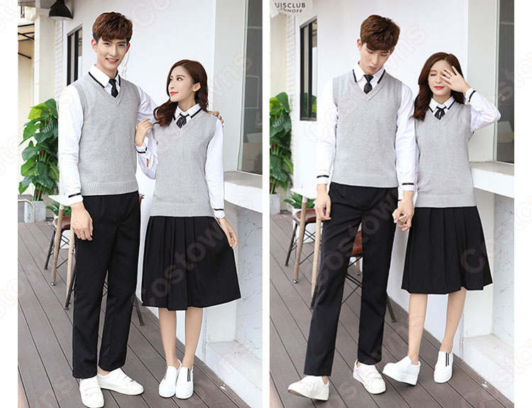 学院風制服 コスプレ衣装 文化祭 体育祭 ユニフォーム コスチューム 欧米日本韓国学生制服 学校制服 男女上下セット 1