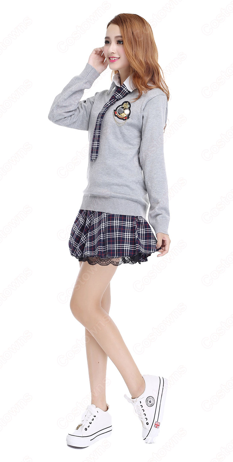 学院風制服　コスプレ衣装　文化祭　体育祭　ユニフォーム　コスチューム　欧米日本韓国学生制服　学校制服　チェック柄スカート　制服上下セット 3