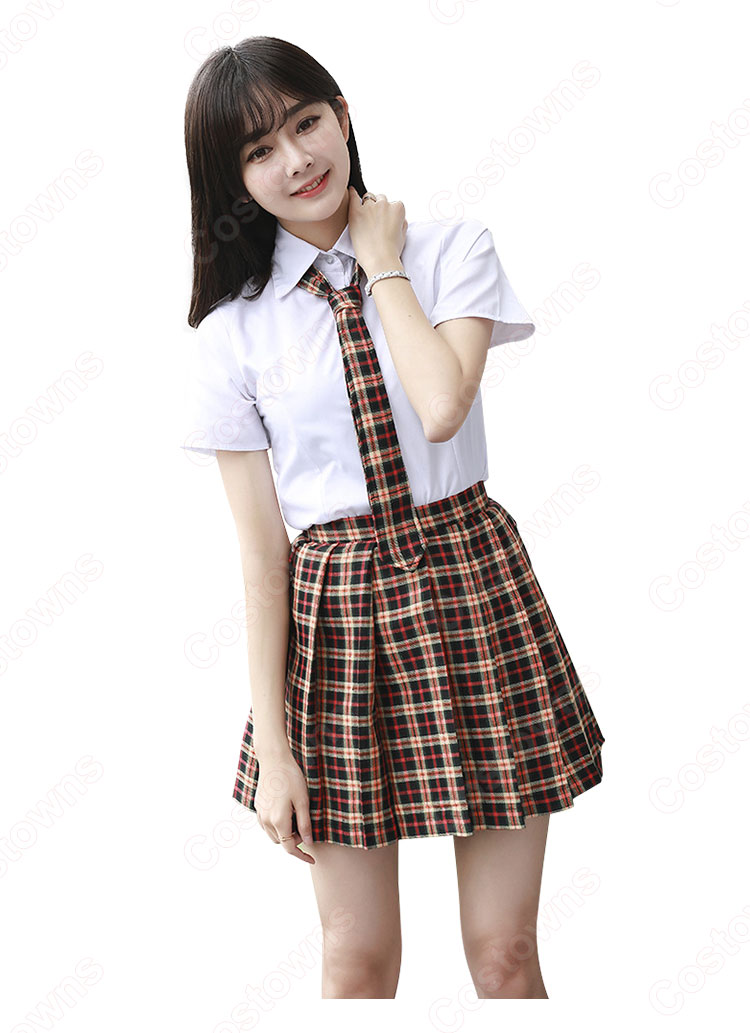 学院風制服 コスプレ衣装 文化祭 体育祭 ユニフォーム コスチューム 欧米日本韓国学生制服 チェック柄スカート 学校制服 上下セット 0