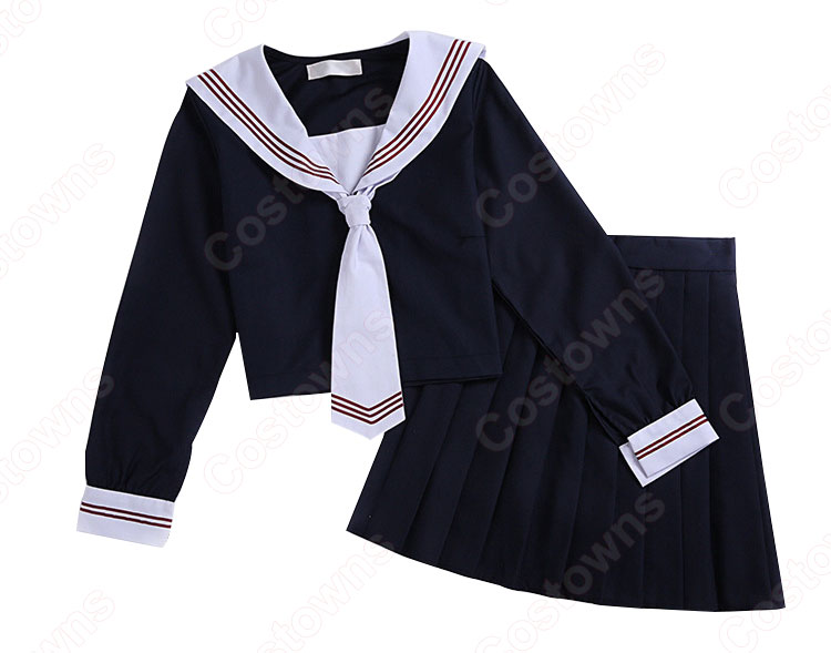 学園制服 コスプレ衣装 文化祭 体育祭 ユニフォーム コスチューム 日本学生制服 水兵服 セーラー服 上下セット 1