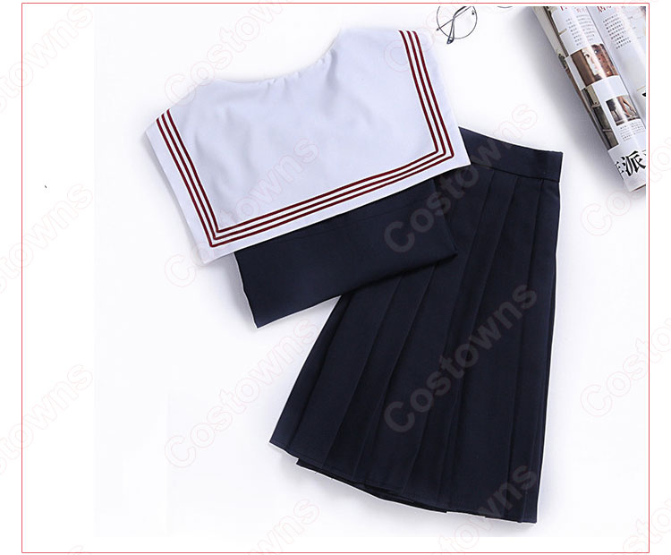 学園制服 コスプレ衣装 文化祭 体育祭 ユニフォーム コスチューム 日本学生制服 水兵服 セーラー服 上下セット 3