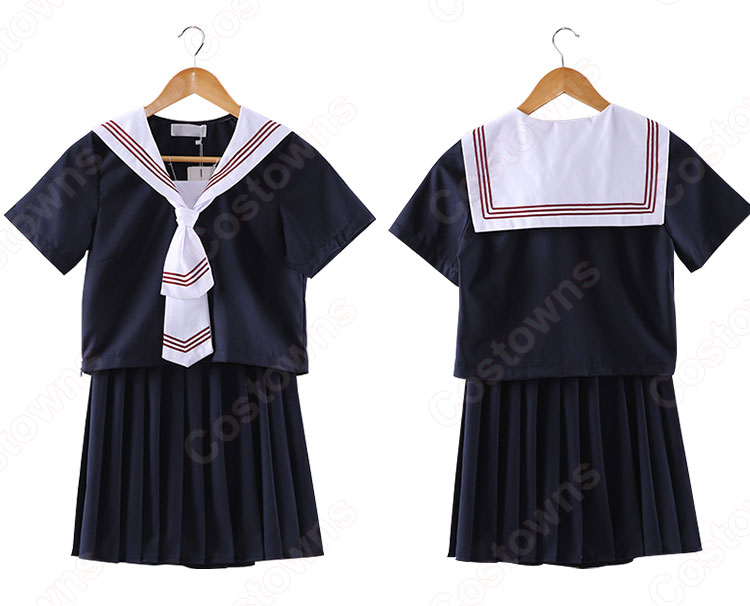 学園制服 コスプレ衣装 文化祭 体育祭 ユニフォーム コスチューム 日本学生制服 水兵服 セーラー服 上下セット 0