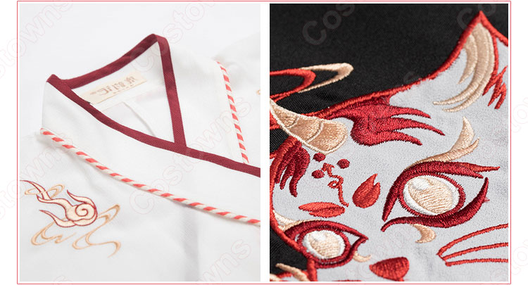 漢服 コスプレ衣装 中国伝統衣装 古風 可愛い ハロウィン 学園祭 おしゃれコス服 猫刺繍 合わせえり 日常ミニスカート 7