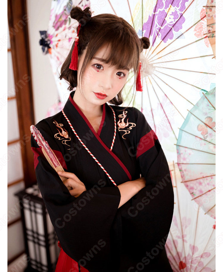 漢服 コスプレ衣装 中国伝統衣装 古風 可愛い ハロウィン 学園祭 おしゃれコス服 猫刺繍 合わせえり 日常ミニスカート 12