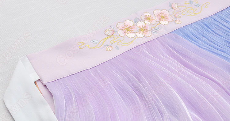 漢服 襦裙 コスプレ衣装 中国伝統衣装 古風 仙女風 可愛い 中国時代劇 桜刺繍 学園祭 パーティー 舞台演出服 光沢感 おしゃれコス服 15