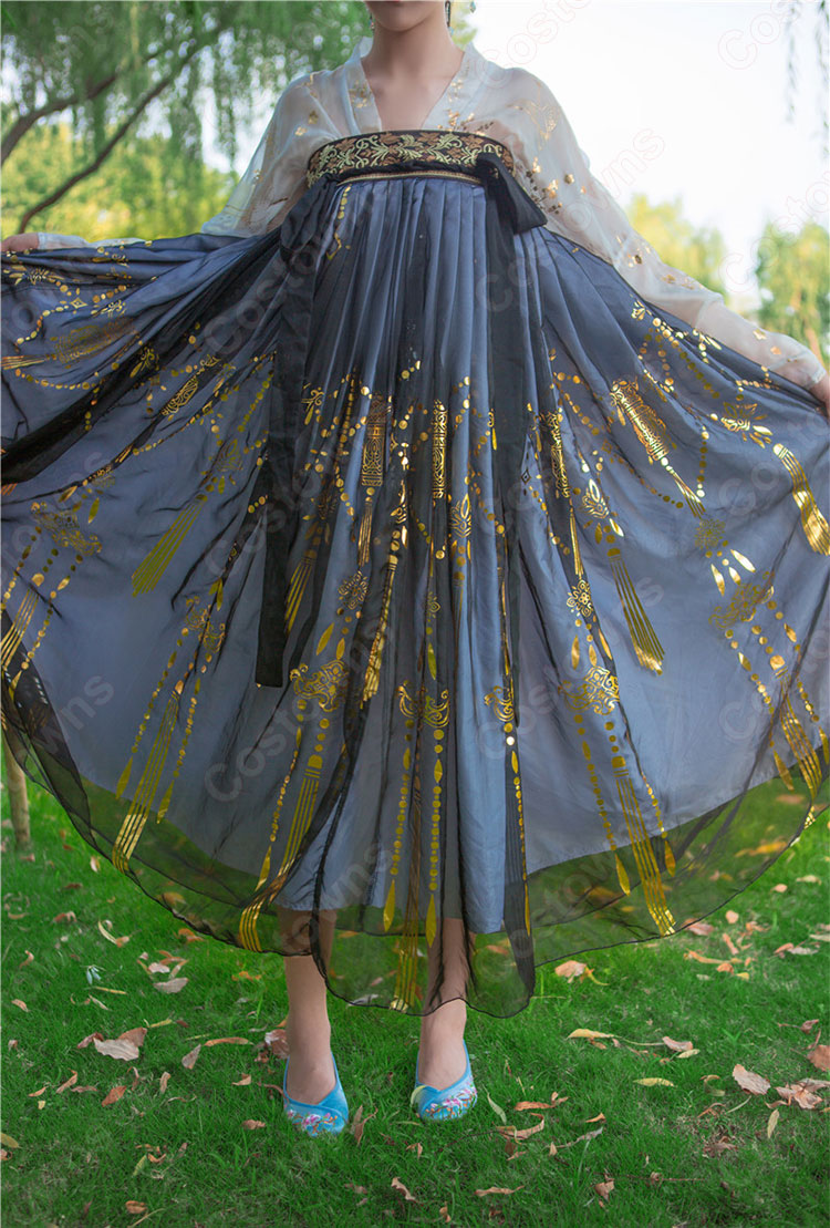 漢服 襦裙 コスプレ衣装 中国伝統衣装 古風 可愛い 中国時代劇 学園祭 パーティー 鶴 おしゃれコス服 披帛付き 5