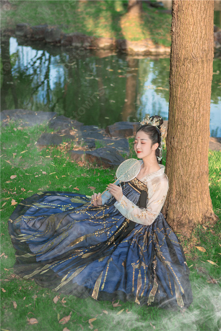 漢服 襦裙 コスプレ衣装 中国伝統衣装 古風 可愛い 中国時代劇 学園祭 パーティー 鶴 おしゃれコス服 披帛付き 4