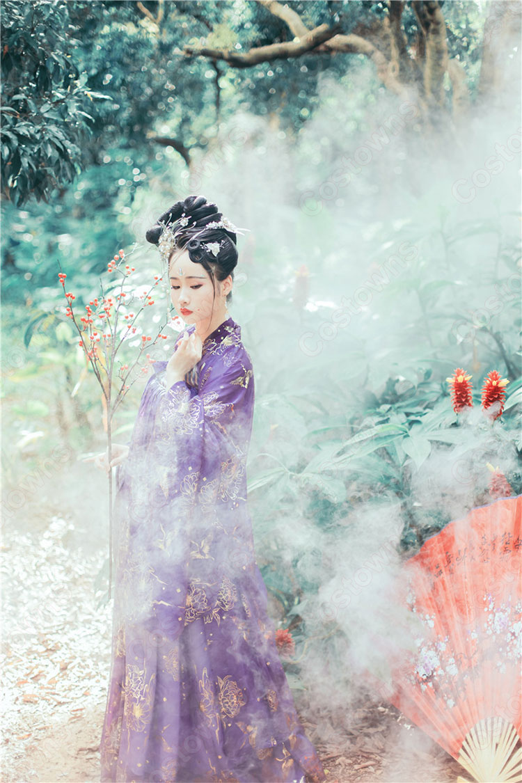 漢服　襦裙　コスプレ衣装　中国伝統衣装　古風　可愛い　中国時代劇　学園祭　パーティー　鶴　おしゃれコス服　紫　パープル　広袖 4