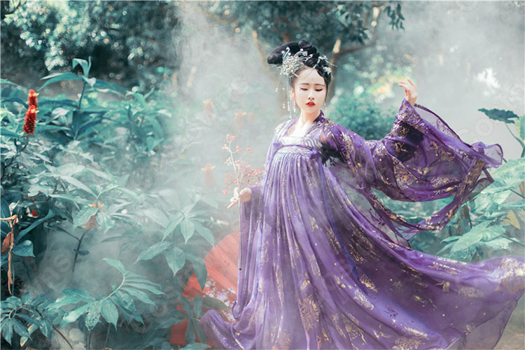 漢服　襦裙　コスプレ衣装　中国伝統衣装　古風　可愛い　中国時代劇　学園祭　パーティー　鶴　おしゃれコス服　紫　パープル　広袖 6