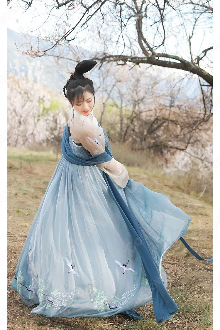 漢服　襦裙　コスプレ衣装　中国伝統衣装　古風　可愛い　中国時代劇　鶴刺繍　学園祭　パーティー　おしゃれコス服 3