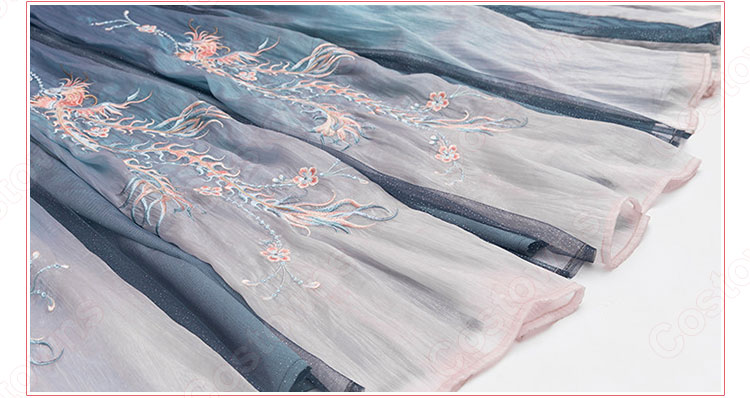 漢服 襦裙 コスプレ衣装 中国伝統衣装 古風 可愛い 中国時代劇 鳳凰刺繍 学園祭 お花見 おしゃれコス服 9