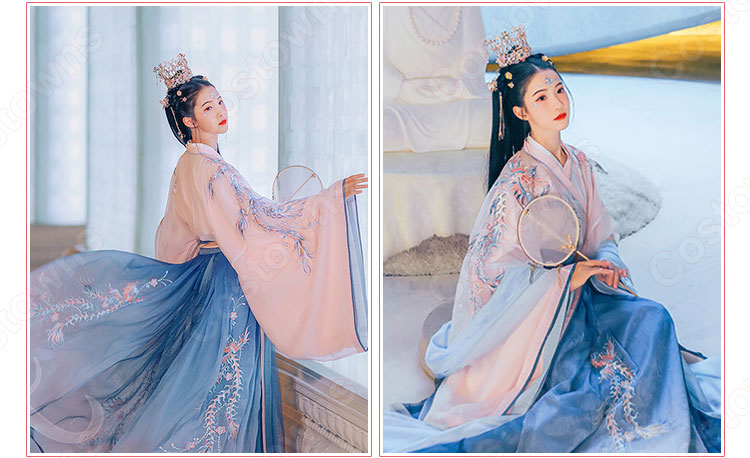 漢服 襦裙 コスプレ衣装 中国伝統衣装 古風 可愛い 中国時代劇 鳳凰刺繍 学園祭 お花見 おしゃれコス服 5