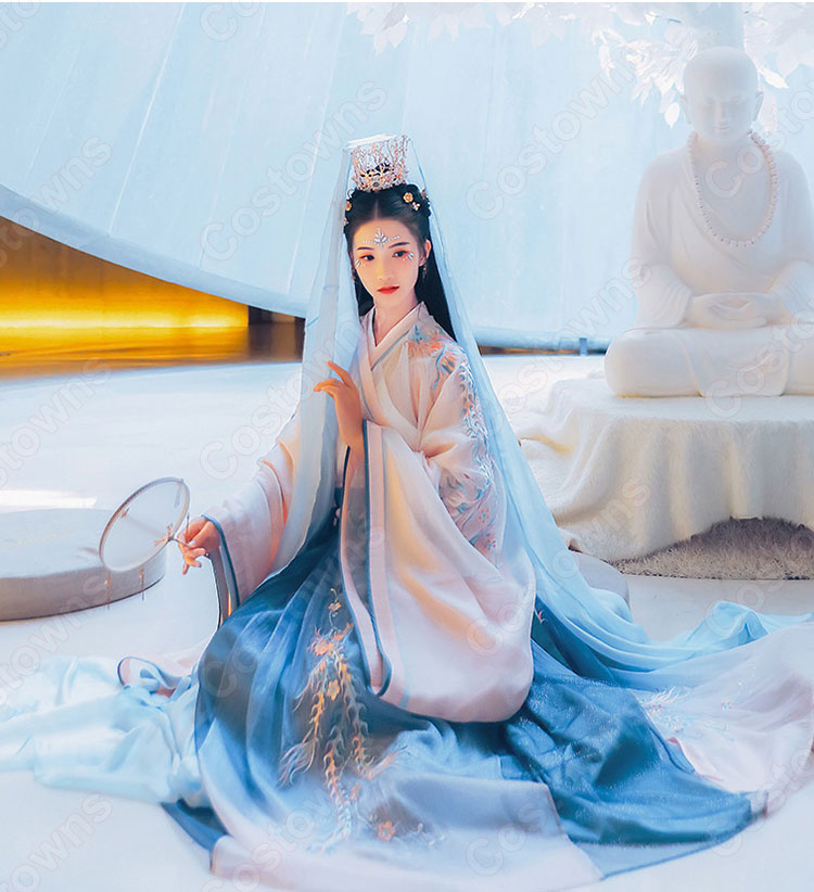 漢服 襦裙 コスプレ衣装 中国伝統衣装 古風 可愛い 中国時代劇 鳳凰刺繍 学園祭 お花見 おしゃれコス服 3