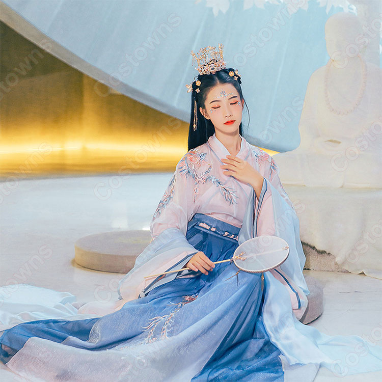 漢服 襦裙 コスプレ衣装 中国伝統衣装 古風 可愛い 中国時代劇 鳳凰刺繍 学園祭 お花見 おしゃれコス服 2