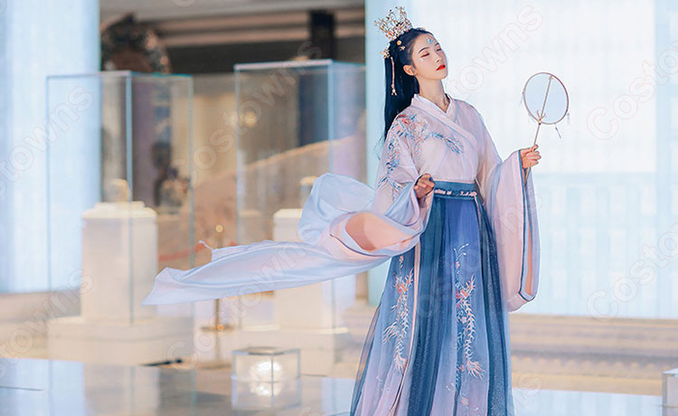 漢服 襦裙 コスプレ衣装 中国伝統衣装 古風 可愛い 中国時代劇 鳳凰刺繍 学園祭 お花見 おしゃれコス服 4