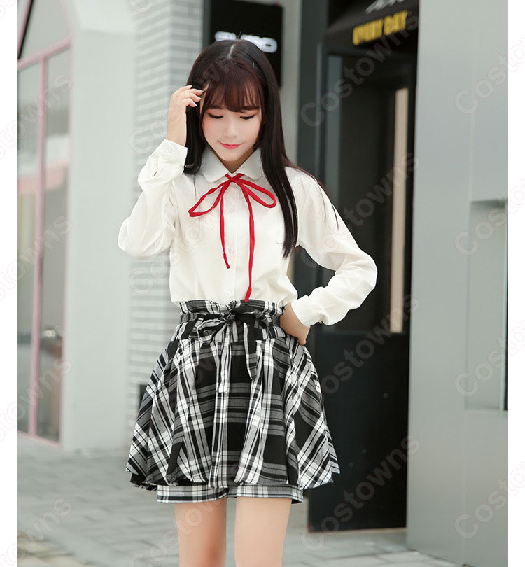 学園制服 コスプレ衣装 文化祭 体育祭 ユニフォーム コスチューム 欧米日本韓国風学校制服 日常着 チェック柄スカートパンツ 日常服 1