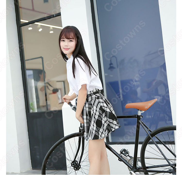 学園制服 コスプレ衣装 文化祭 体育祭 ユニフォーム コスチューム 欧米日本韓国風学校制服 日常着 チェック柄スカートパンツ 日常服 7