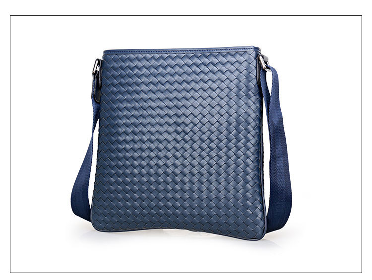 Whatna 手作り編み込み 牛革 ショルダーバッグ メンズ メッセンジャーバッグ 縦型 B5 12インチipad収納可 本 革 厚手 レザー ビジネスバッグ 小さい 斜めがけ バッグ 男性用 紳士用 黒 青 003 2 Whatna