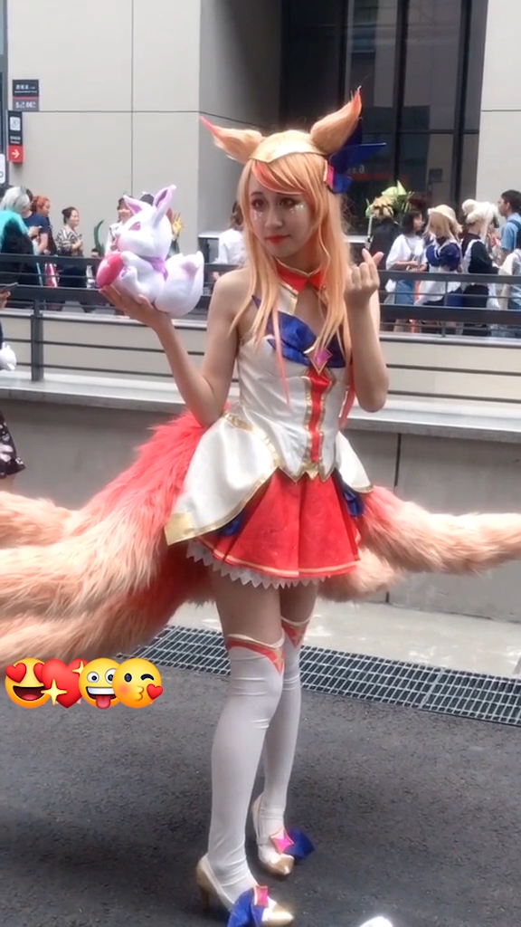 コスプレ衣装 League of Legends  アーリ(九尾の狐) セット ワンピース フォックステール ハイソックス 髪飾り ハイヒール 2