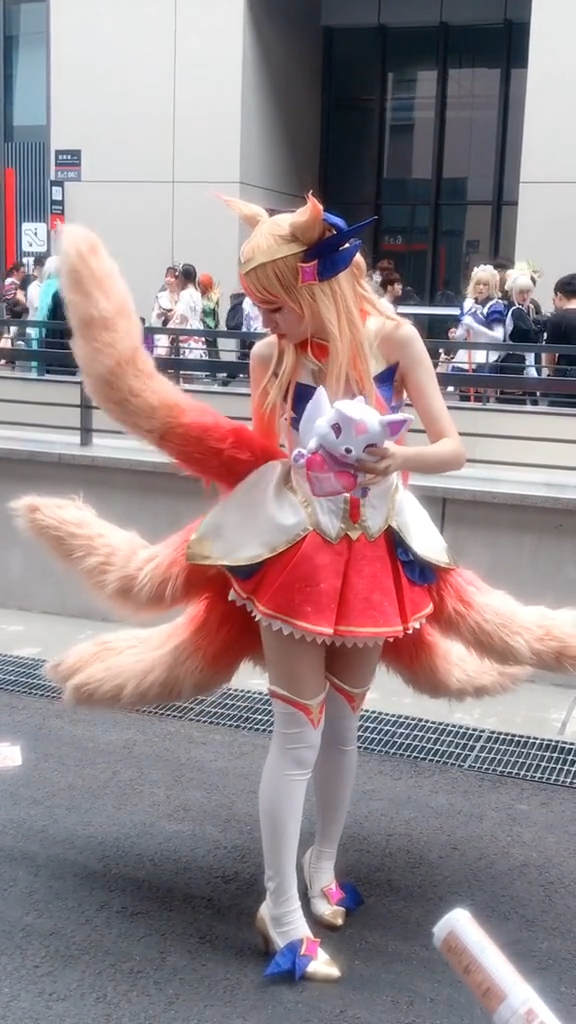 コスプレ衣装 League of Legends  アーリ(九尾の狐) セット ワンピース フォックステール ハイソックス 髪飾り ハイヒール 7