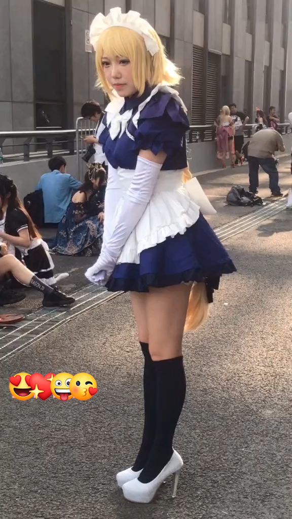 メイド コスプレ衣装 メイド服 蝶結び ネクタイ カチューシャ エプロン 手袋 ストッキング ハイヒール 3