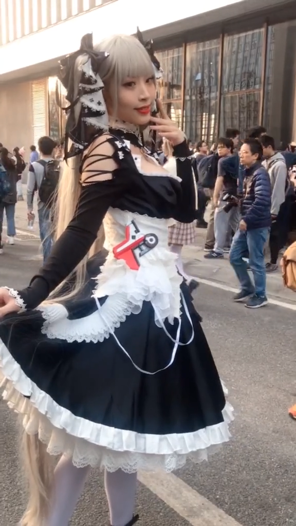 メイド服 コスプレ衣装 ヘアバンド、ワンピース、エプロン、首飾り、ハイソックス、装備の計6点フルセット 0