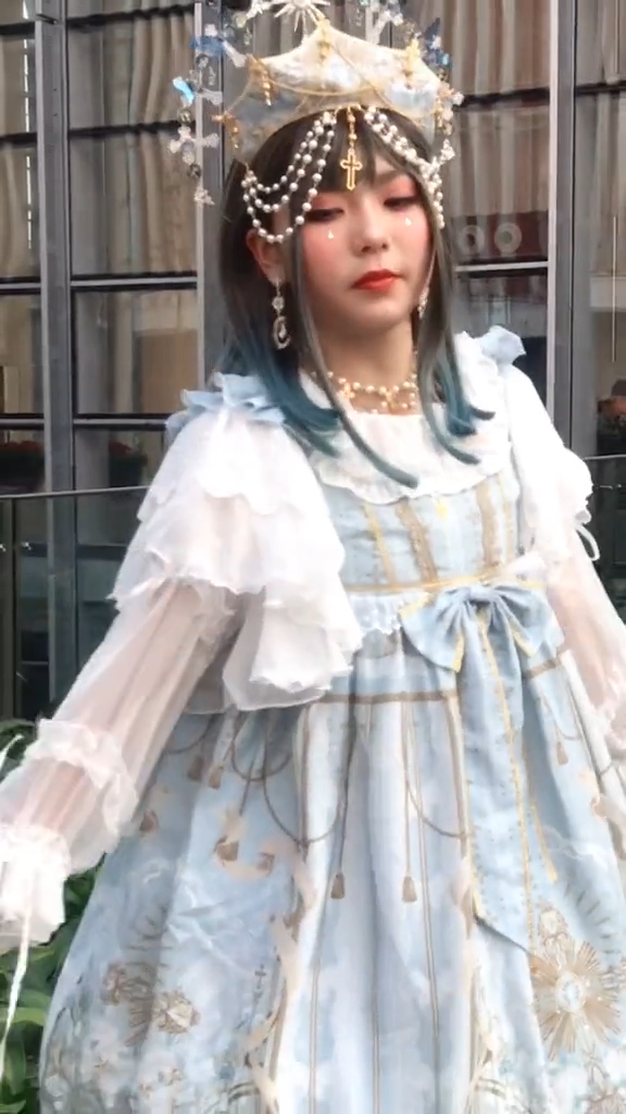 ロリータ コスプレ衣装 ロリータ服 中国風 フレッシュ 可愛い ワンピース 帯 ヘッドバンド イヤリング 装備 9