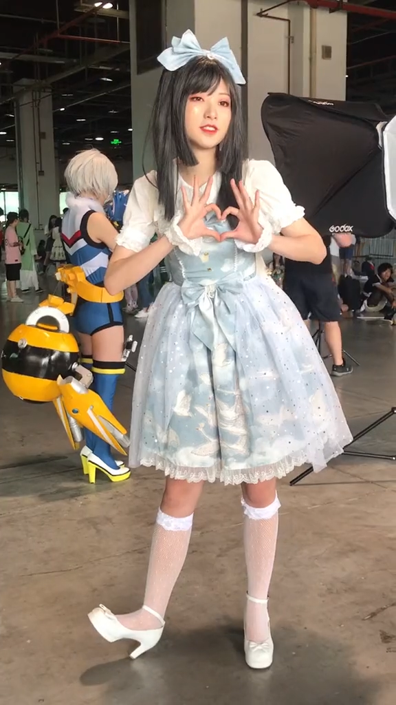 青いのロリータ コスプレ衣装 可愛い ハイソックス 文化祭 舞踏会 演奏会 部活どなのイベントで使用される 0