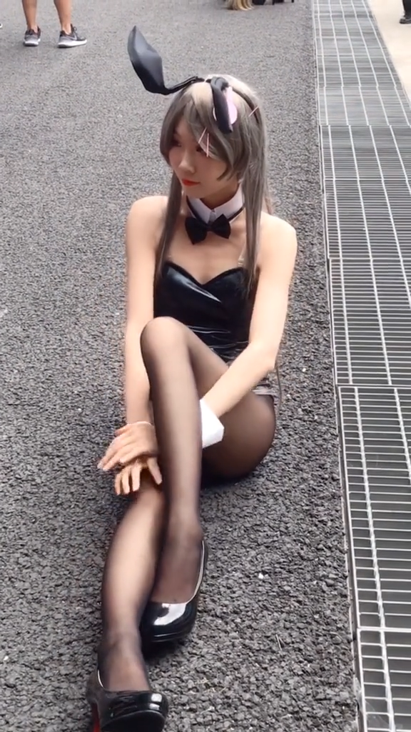 コスプレ衣装 青いワンピース バニーヘッドバンド ワンピース 手袋 ハイソックス 7