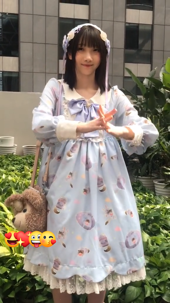 ロリータ コスプレ衣装 ロリータ服 可愛い 水色のワンピース ヘアバンド ハイソックス 2