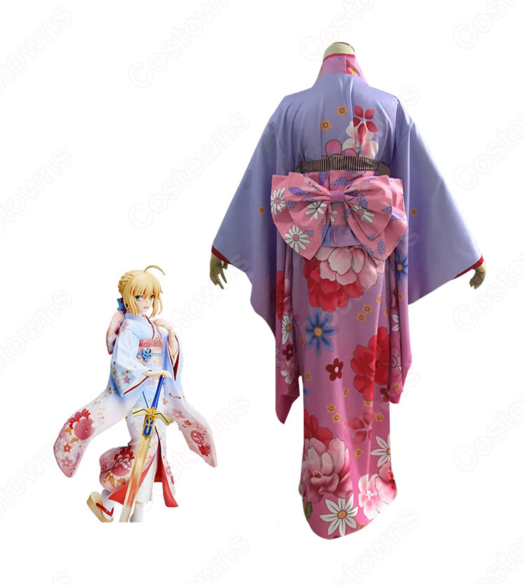 セイバー コスプレ衣装 【Fate/stay night】 アルトリア・ペンドラゴン 晴着ver  和服 振り袖、夏祭り 3