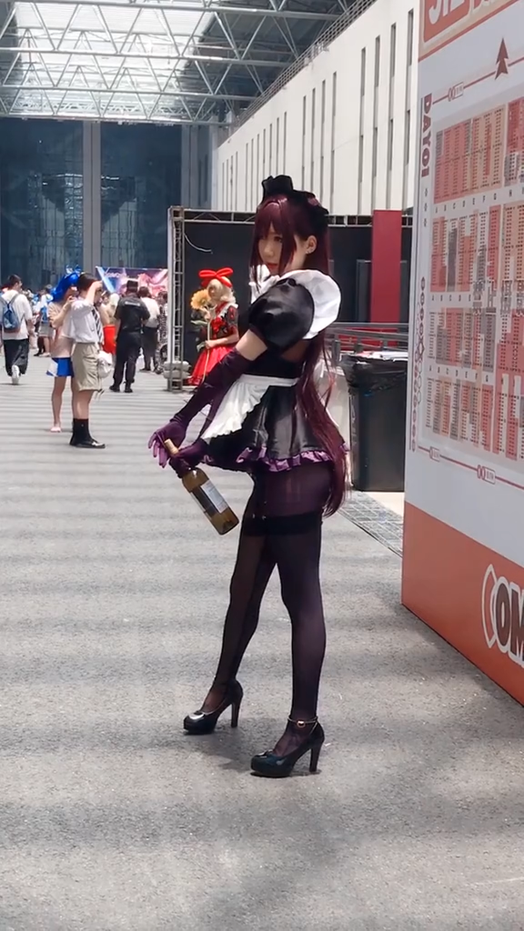 メイド コスプレ衣装 メイド服 セットカチューシャ エプロン 手袋 ストッキング ハイヒール 4