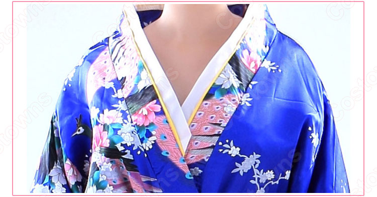 女性浴衣 和服 着物 日本伝統服 舞台衣装 コスプレ衣装 コスチューム 写真撮影 演出服 孔雀柄 11